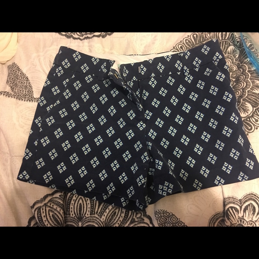 Kenar blue tribal diamond print chino shorts